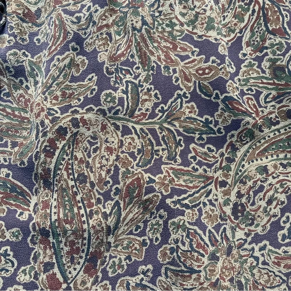 Lauren Ralph Lauren Silk Purple Paisley Pattern Ruffle Y2K Inspo Blouse Sz XL - Picture 6 of 6
